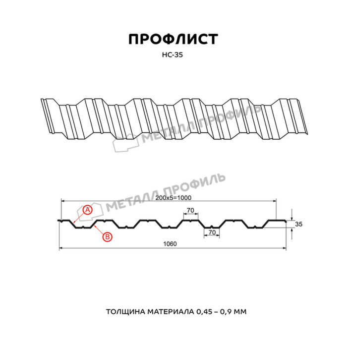 Профлист Металл Профиль HC35 0.45 Полиэстер RAL 9003 Белый A фото 2